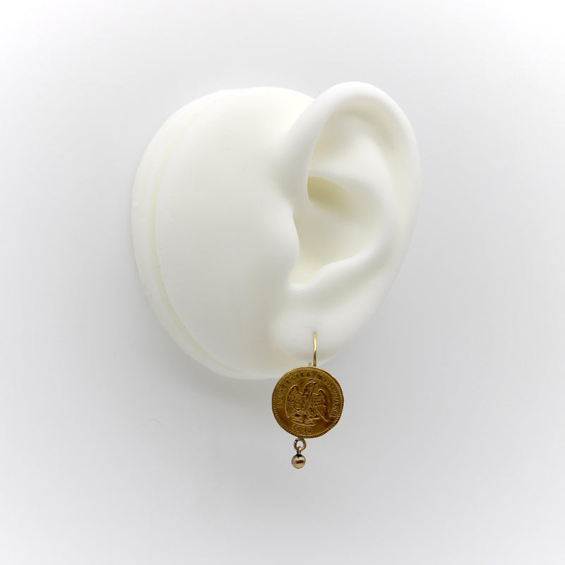 21 Karat Mexican Peso Earrings From the Turn of the 20th Century jewelry Kirsten's Corner 