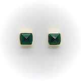 14K Gold Signature Malachite Pyramid Studs Earrings Kirsten's Corner 