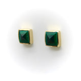 14K Gold Signature Malachite Pyramid Studs Earrings Kirsten's Corner 