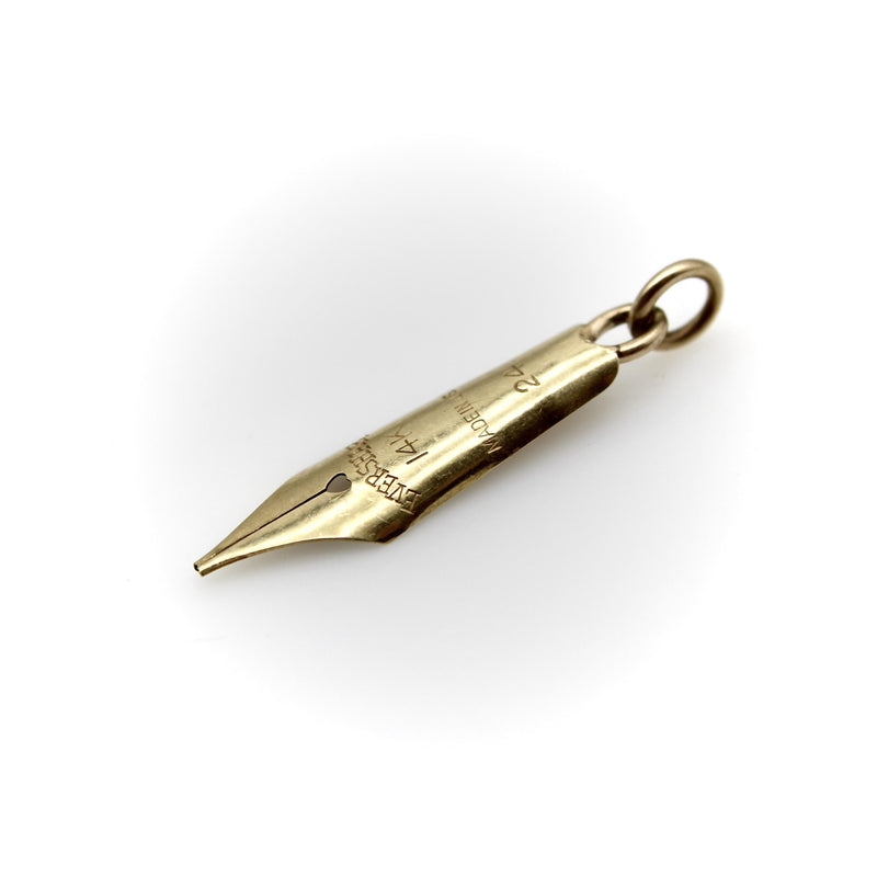 14K Gold Eversharp Pen Nib Charm or Pendant jewelry Kirsten's Corner 