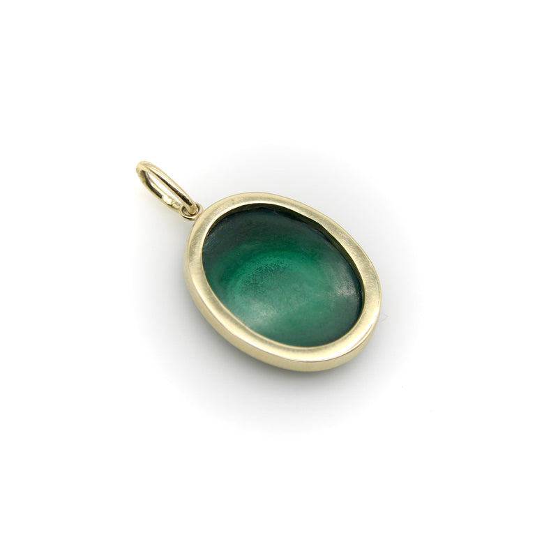 14K Gold Signature Malachite Concentric Circles Pendant pendant, Charm Kirsten's Corner 