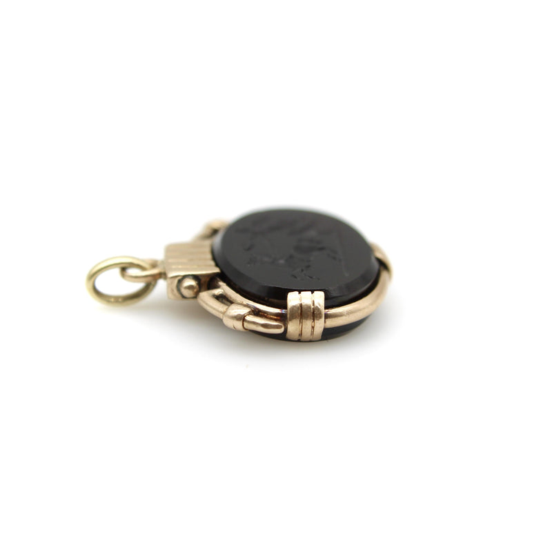 Victorian 10K Gold Onyx Intaglio Fob of Nike jewelry Kirsten's Corner 