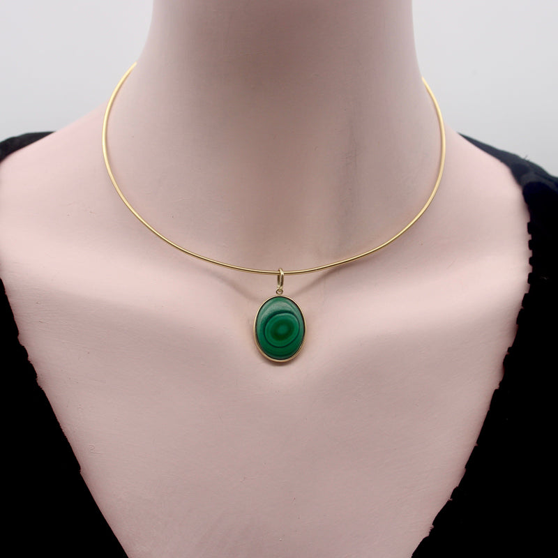 14K Gold Signature Malachite Concentric Circles Pendant pendant, Charm Kirsten's Corner 