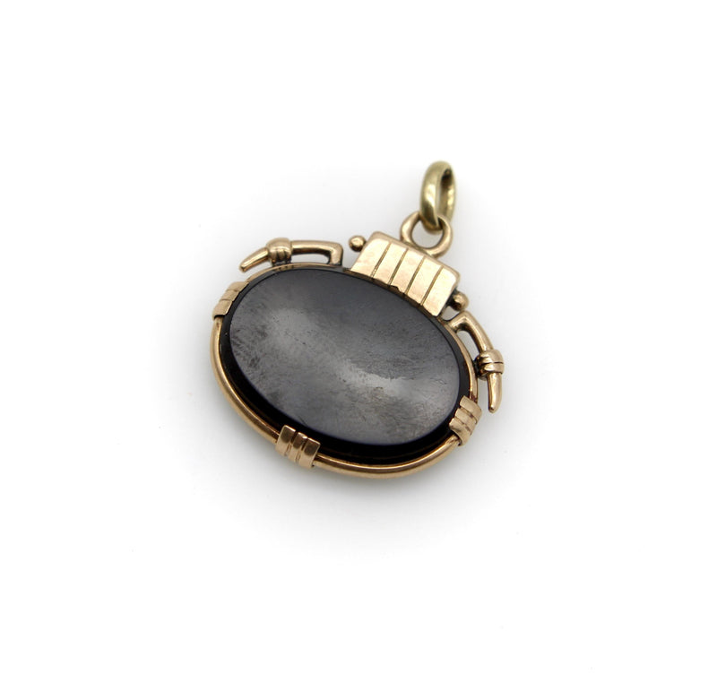 Victorian 10K Gold Onyx Intaglio Fob of Nike jewelry Kirsten's Corner 