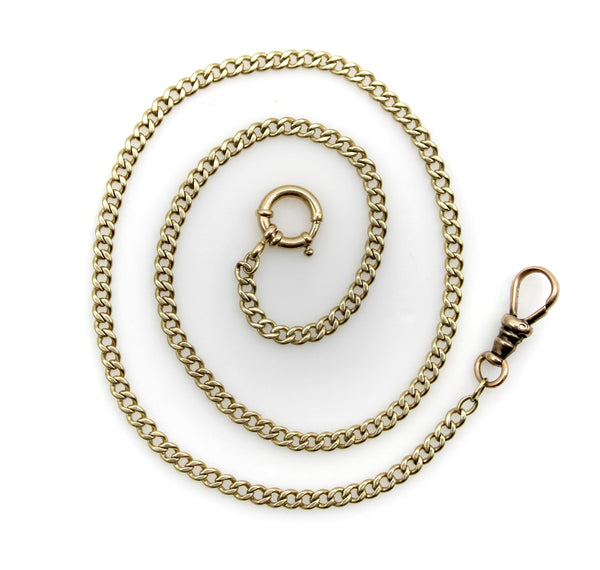 Victorian 10K Gold Curb Link with Dog Clip and Spring Ring Watch Chain Chain Kirsten's Corner 