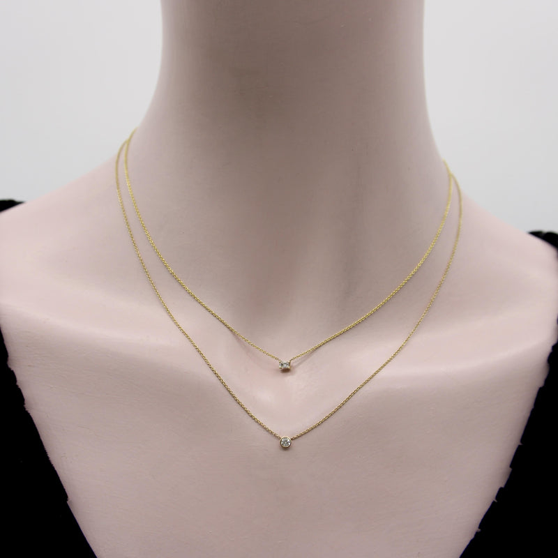 14K Gold Emerald Cut Diamond Necklace Necklace Kirsten's Corner 