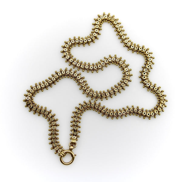 Victorian 18K Gold Fancy Link Collar Chain with Stars Kirsten's Corner 