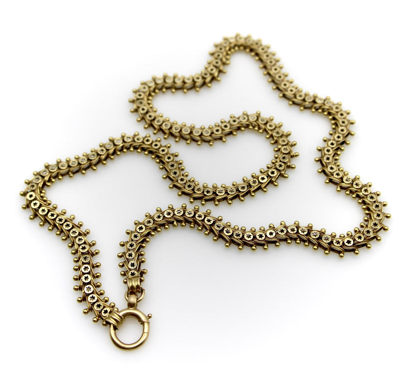 Victorian 18K Gold Fancy Link Collar Chain with Stars Kirsten's Corner 