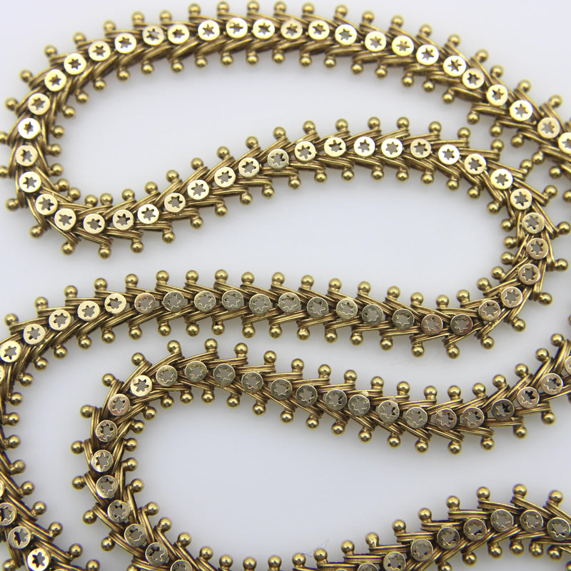 Victorian 18K Gold Fancy Link Collar Chain with Stars Kirsten's Corner 