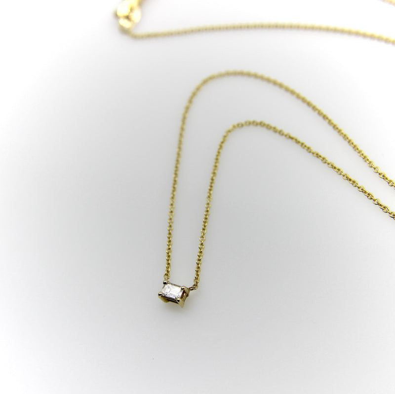 14K Gold Emerald Cut Diamond Necklace Necklace Kirsten's Corner 