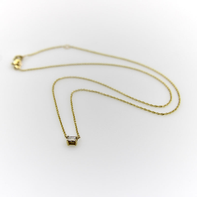 14K Gold Emerald Cut Diamond Necklace Necklace Kirsten's Corner 