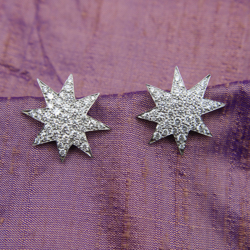 Oscar Heyman Platinum Pave Diamond Star Earrings Oscar Heyman 