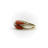 14K Gold Coral and Diamond Modernist Ring Kirsten's Corner 