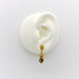 22K Gold Indian Cannetille Dangle Earrings with Multi Color Enamel Earrings Kirsten's Corner Jewelry 