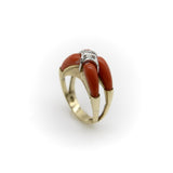 14K Gold Coral and Diamond Modernist Ring Kirsten's Corner 