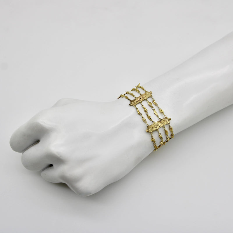 Edwardian 22K and 14K Gold Alaskan Gold Rush Nugget Bracelet Kirsten's Corner 