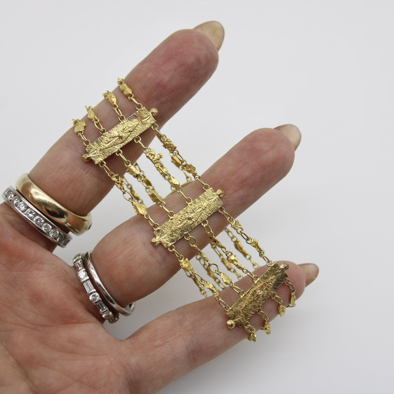 Edwardian 22K and 14K Gold Alaskan Gold Rush Nugget Bracelet Kirsten's Corner 