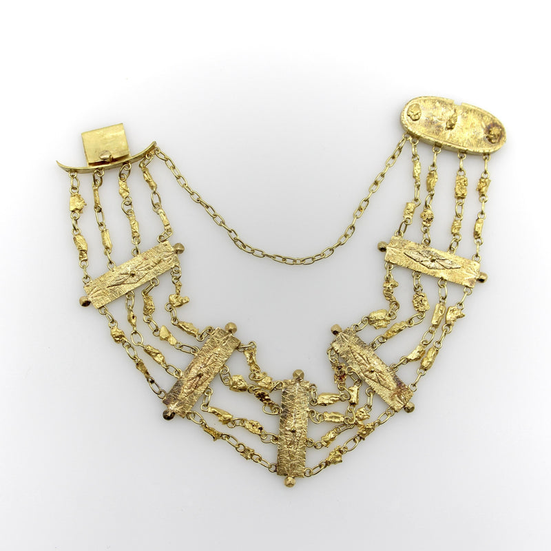 Edwardian 22K and 14K Gold Alaskan Gold Rush Nugget Bracelet Kirsten's Corner 