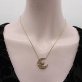 Victorian 14K Gold Crescent Moon and Star Pendant with 9K Gold Chain Kirsten's Corner 