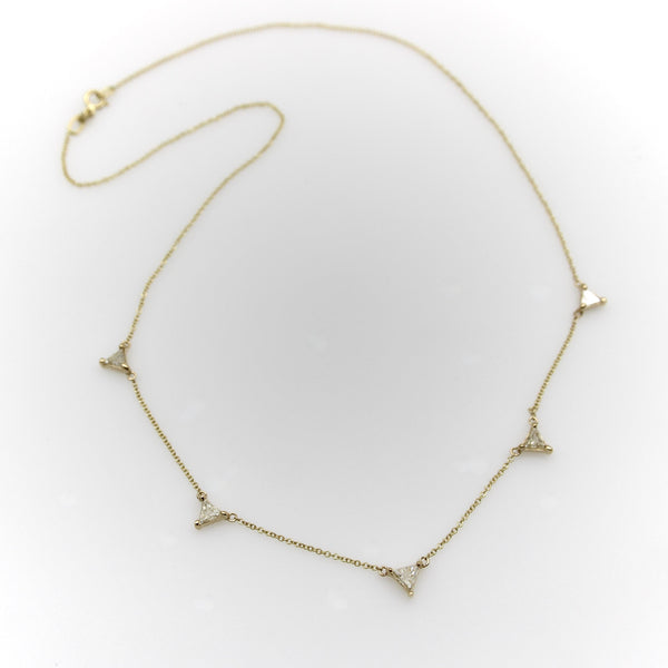 Signature 14K Gold Triangular Multi-Diamond Necklace Kirsten's Corner 