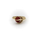 Vintage 18K Gold Sardinian Red Coral Bead and Claw Ring Kirsten's Corner 