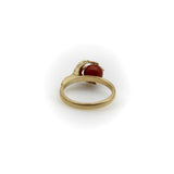 Vintage 18K Gold Sardinian Red Coral Bead and Claw Ring Kirsten's Corner 