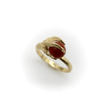 Vintage 18K Gold Sardinian Red Coral Bead and Claw Ring Kirsten's Corner 