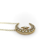 Victorian 14K Gold Crescent Moon and Star Pendant with 9K Gold Chain Kirsten's Corner 