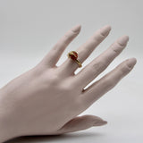 Vintage 18K Gold Sardinian Red Coral Bead and Claw Ring Kirsten's Corner 