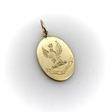 Victorian 18K Gold Hand Engraved Ave Maria Eagle Pendant Charm Kirsten's Corner 