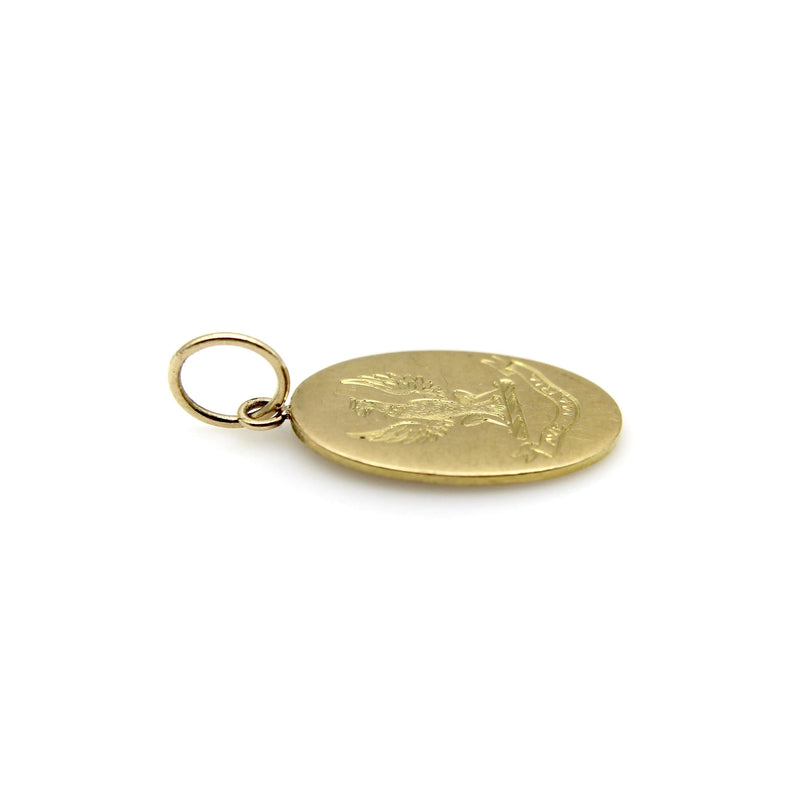 Victorian 18K Gold Hand Engraved Ave Maria Eagle Pendant Charm Kirsten's Corner 