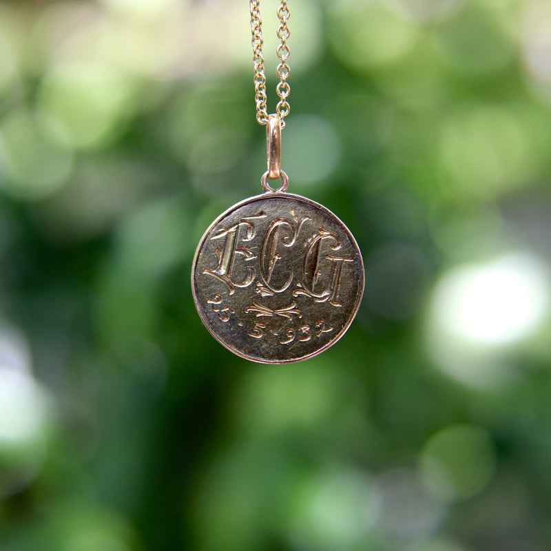 Art Deco 18K Gold Hand-Painted Enamel Jesus Medallion Pendant Charm Pendant, Charm Kirsten's Corner 