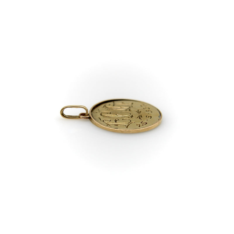 Art Deco 18K Gold Hand-Painted Enamel Jesus Medallion Pendant Charm Pendant, Charm Kirsten's Corner 