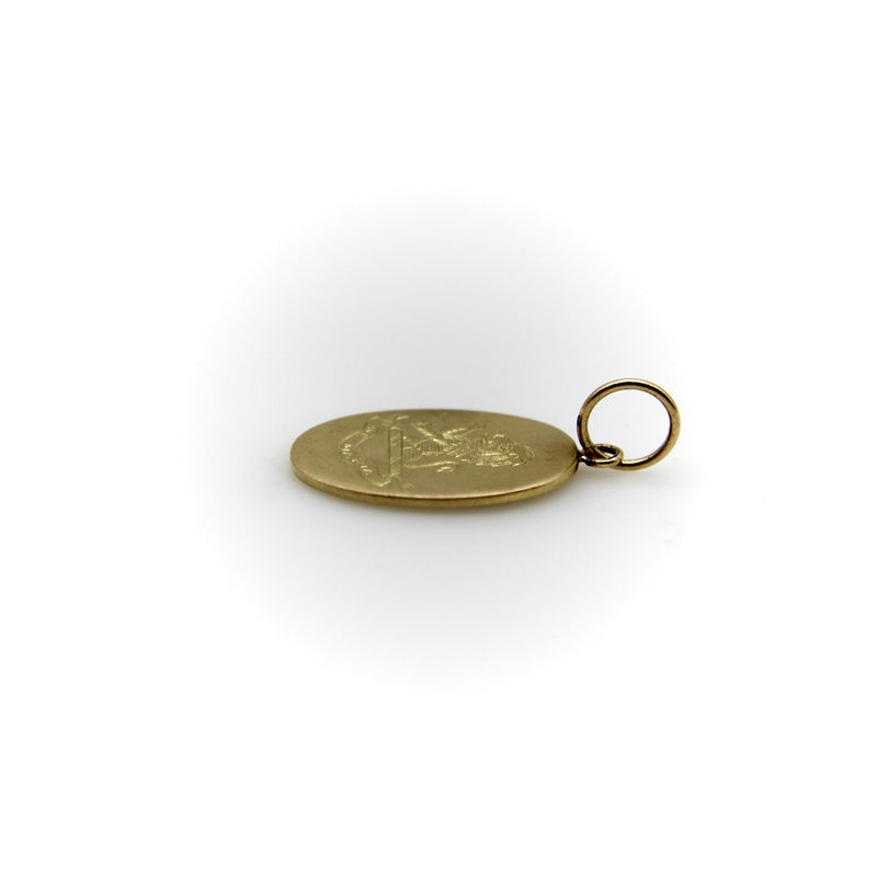 Victorian 18K Gold Hand Engraved Ave Maria Lion Pendant Charm Kirsten's Corner 
