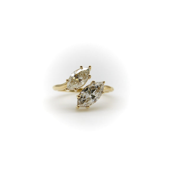 Vintage 18K Gold Marquise Diamond Bypass Ring Kirsten's Corner 