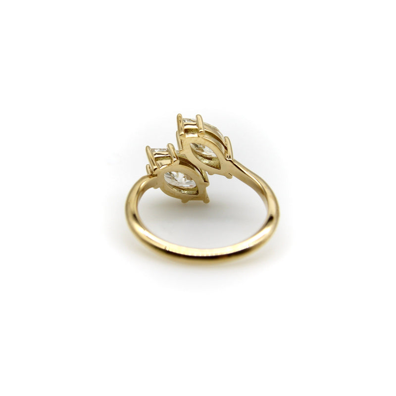 Vintage 18K Gold Marquise Diamond Bypass Ring Kirsten's Corner 