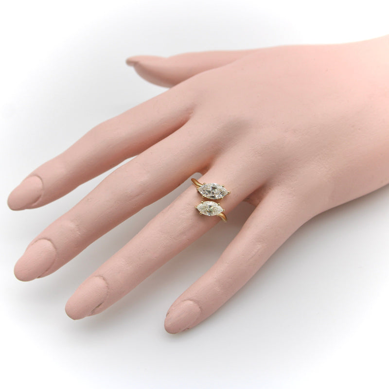 Vintage 18K Gold Marquise Diamond Bypass Ring Kirsten's Corner 