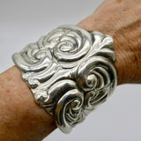 Vintage Sterling Silver Mexican Wide Cuff Bracelet Kirsten's Corner 