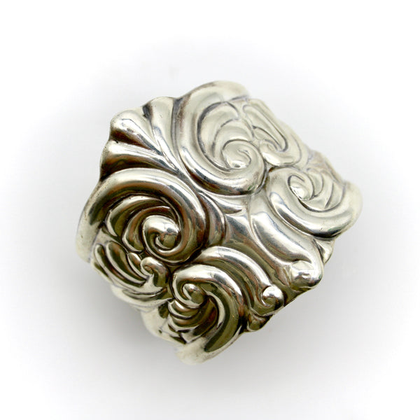 Vintage Sterling Silver Mexican Wide Cuff Bracelet Kirsten's Corner 
