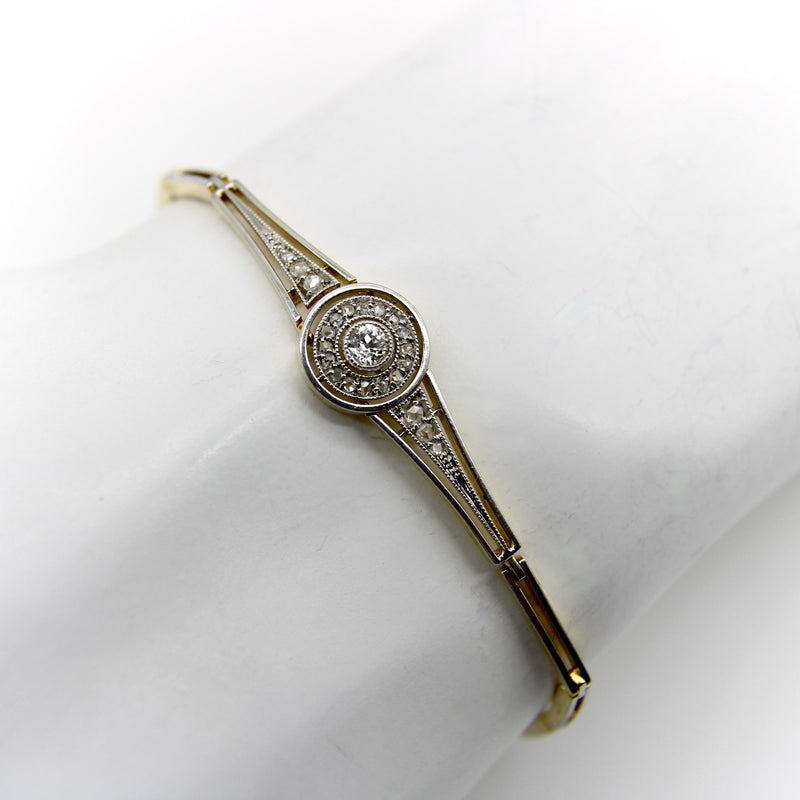 Art Deco 18K Gold Platinum Topped Diamond Bracelet Kirsten's Corner 