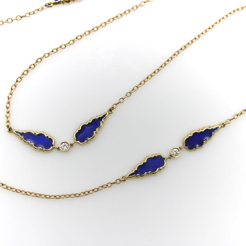 Signature 14K Gold Gothic Teardrop Diamond and Enamel Station Chain Chain Kirsten's Corner 
