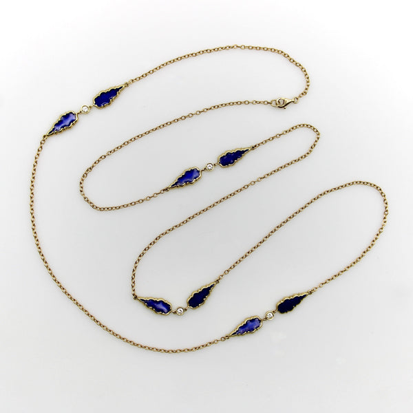 Signature 14K Gold Gothic Teardrop Diamond and Enamel Station Chain Chain Kirsten's Corner 