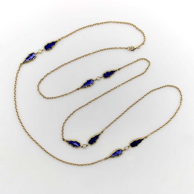 Signature 14K Gold Gothic Teardrop Diamond and Enamel Station Chain Chain Kirsten's Corner 