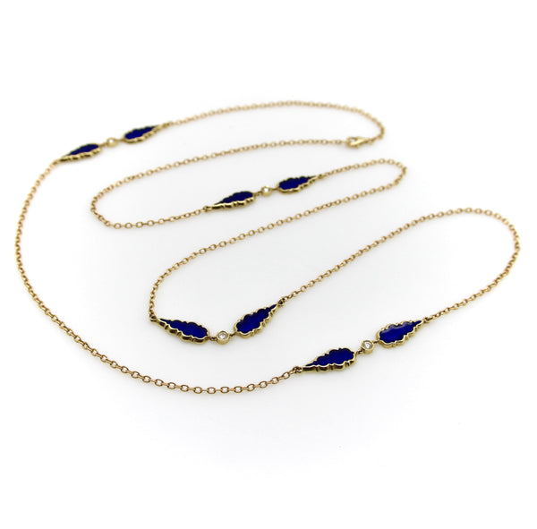 Signature 14K Gold Gothic Teardrop Diamond and Enamel Station Chain Chain Kirsten's Corner 
