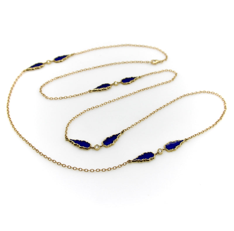 Signature 14K Gold Gothic Teardrop Diamond and Enamel Station Chain Chain Kirsten's Corner 