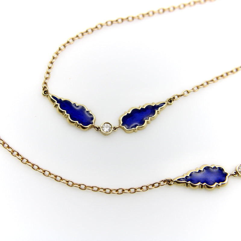 Signature 14K Gold Gothic Teardrop Diamond and Enamel Station Chain Chain Kirsten's Corner 