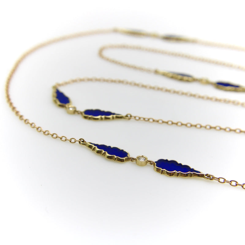 Signature 14K Gold Gothic Teardrop Diamond and Enamel Station Chain Chain Kirsten's Corner 