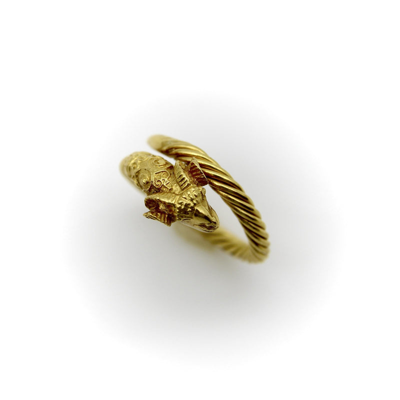 Vintage 22K Gold Etruscan Revival Ram’s Head Ring Kirsten's Corner 