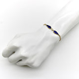 Signature 14K Gold Gothic Teardrop Diamond and Blue Enamel Bracelet Kirsten's Corner 