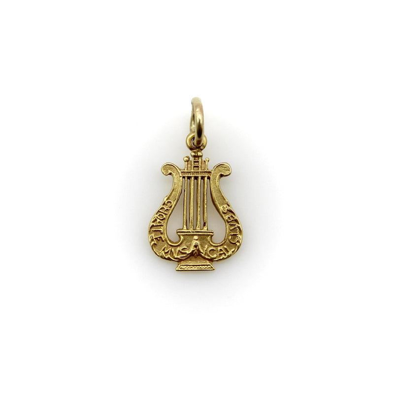 Victorian 14K Gold Lyre Pendant Charm Kirsten's Corner 